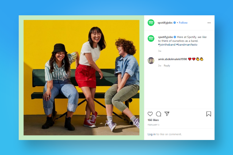 Spotify - One of the best examples of Employer Branding on Instagram